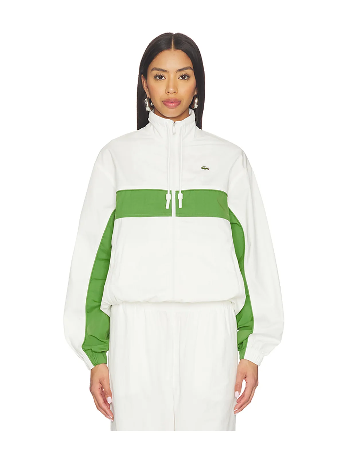 Lacoste Relaxed Fit Twill Jacket - White,Green. - 画像2