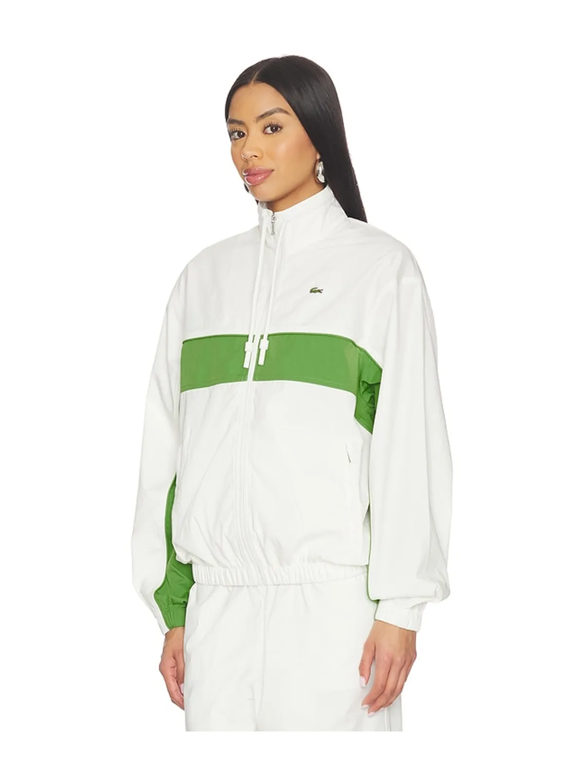 Lacoste Relaxed Fit Twill Jacket - White,Green. - 画像3