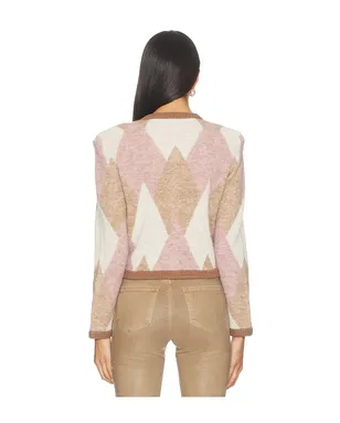 L'AGENCE SIOBHAN 起毛アーガイルカーディガン - Neutral,Mauve. - サムネイル3