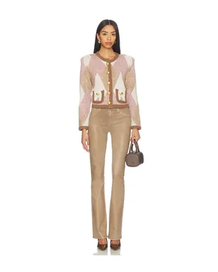 L'AGENCE SIOBHAN 起毛アーガイルカーディガン - Neutral,Mauve. - サムネイル4