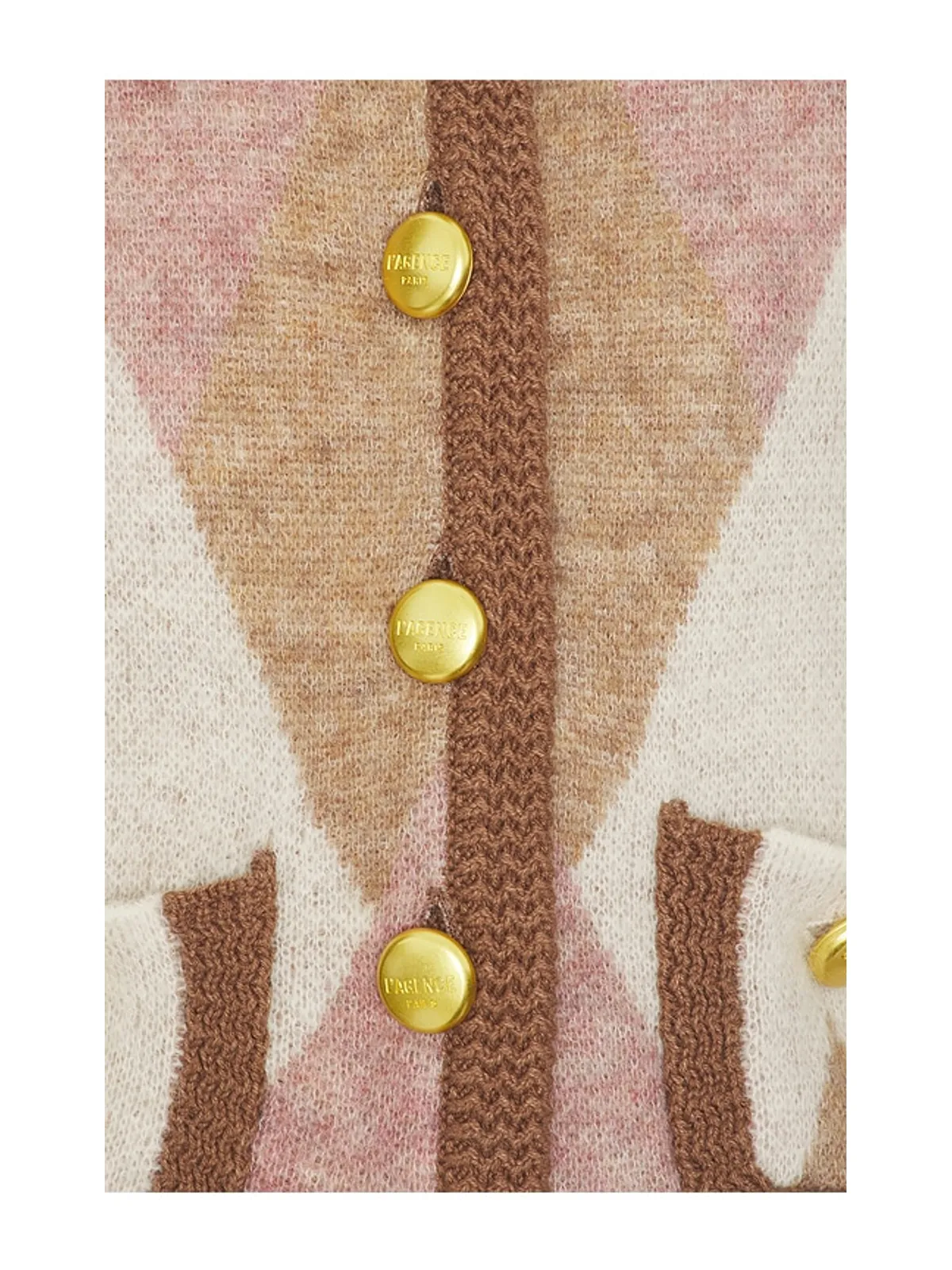 L'AGENCE SIOBHAN 起毛アーガイルカーディガン - Neutral,Mauve. - 画像5