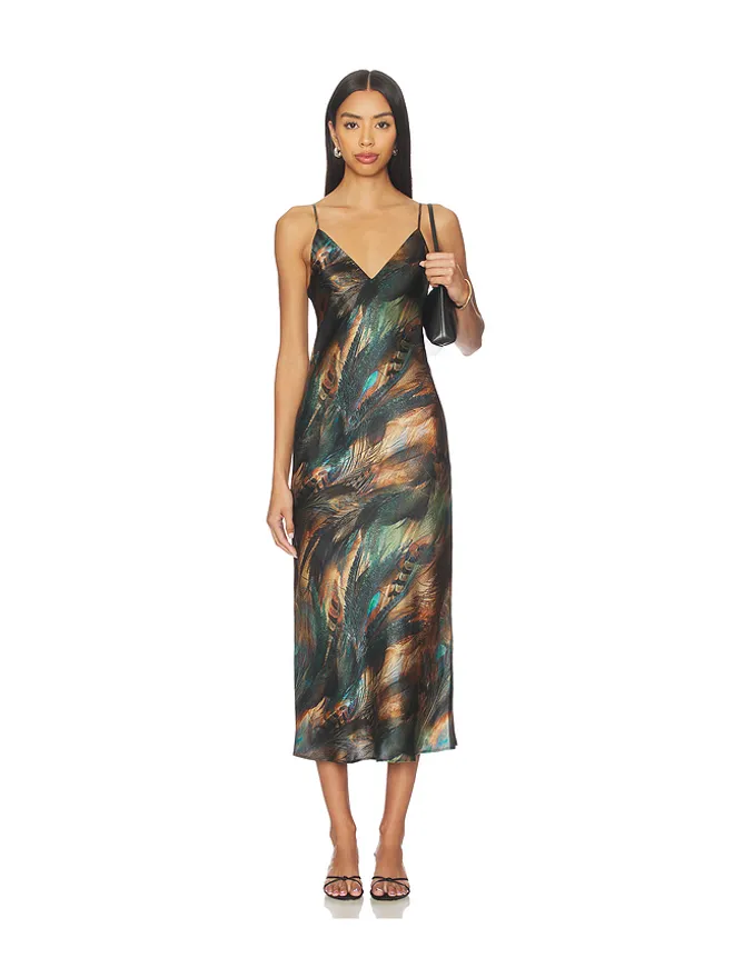 L'AGENCE L'AGENCE SERIDIE ミディスリットドレス - Brown,Teal.の商品画像