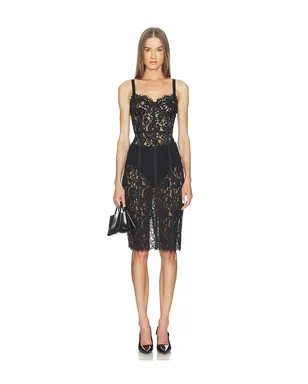 L'AGENCE JENNIFER レースビスチェミディドレス - サムネイル1