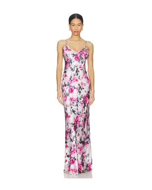 L'AGENCE Serita Maxi V Neck Bias Dress - サムネイル1