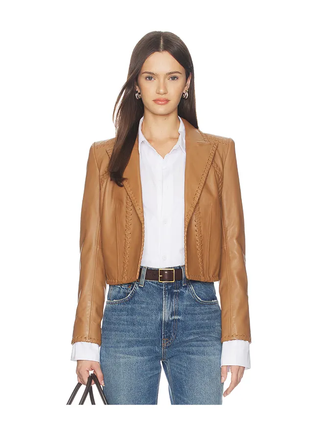 L'AGENCE L'AGENCE DULCIE レザーウィップステッチブレザーの商品画像