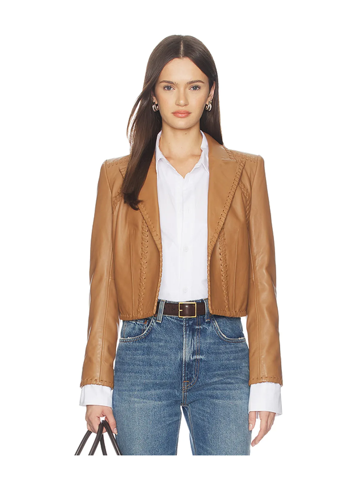 L'AGENCE DULCIE レザーウィップステッチブレザー - 画像1