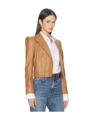 L'AGENCE DULCIE レザーウィップステッチブレザー - サムネイル2