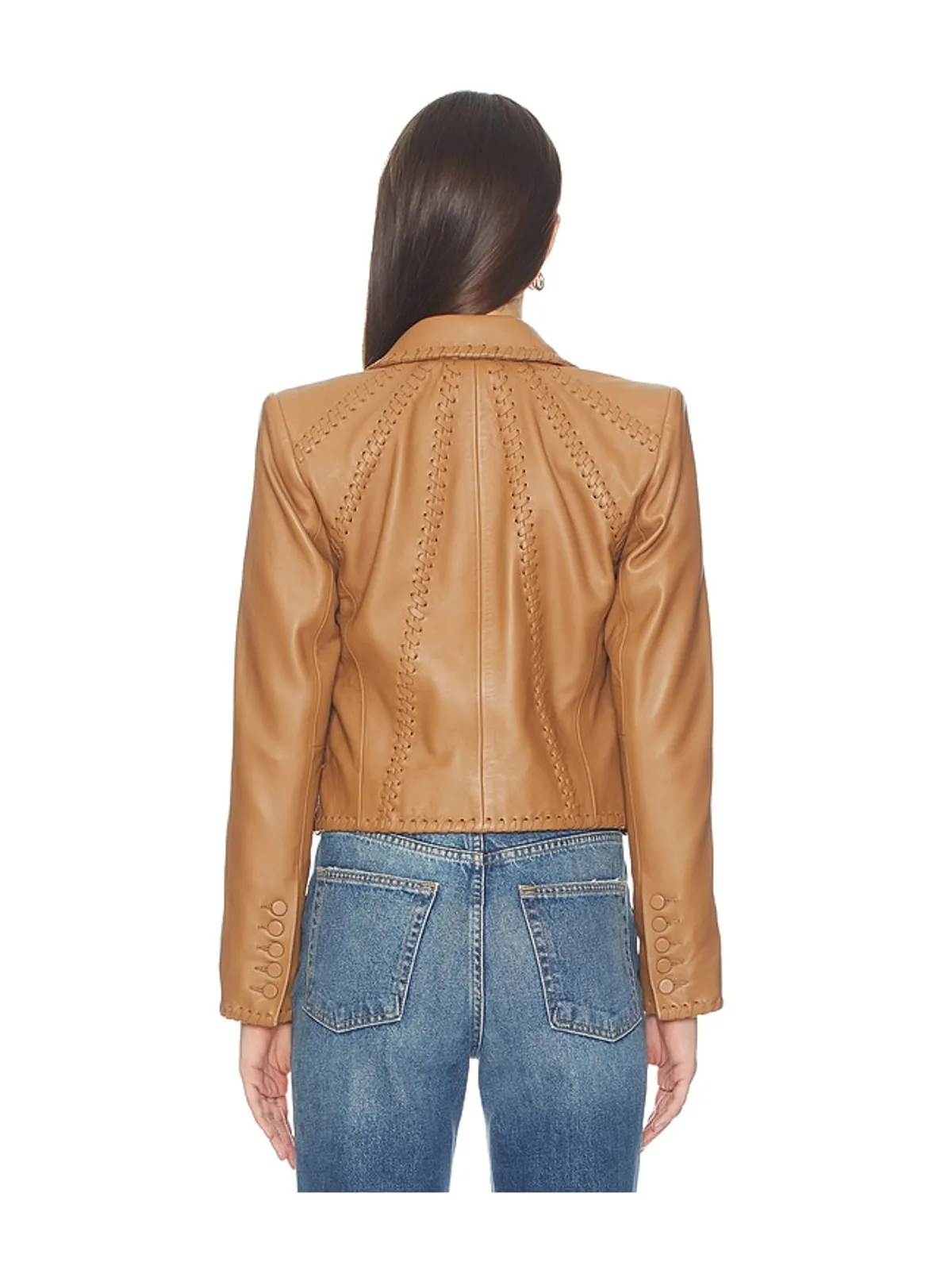 L'AGENCE DULCIE レザーウィップステッチブレザー - 画像3