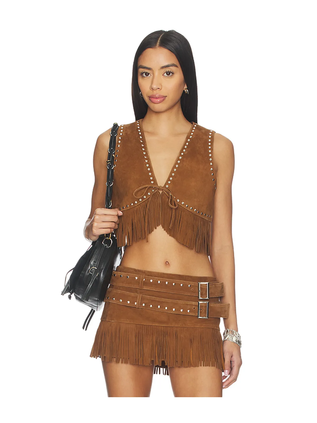 LAMARQUE REINA FRINGED SUEDE ベスト - 画像1