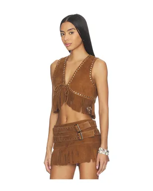 LAMARQUE REINA FRINGED SUEDE ベスト - サムネイル2