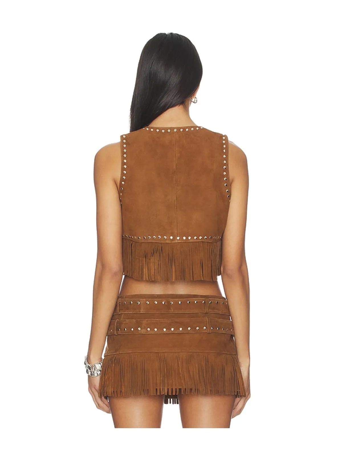 LAMARQUE REINA FRINGED SUEDE ベスト - 画像3