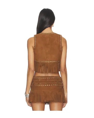 LAMARQUE REINA FRINGED SUEDE ベスト - サムネイル3