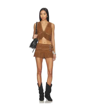 LAMARQUE REINA FRINGED SUEDE ベスト - サムネイル4