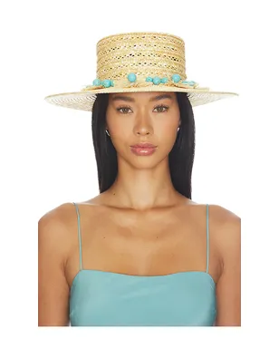 Lele Sadoughi POMS ストローハット - Neutral,Teal. - サムネイル1
