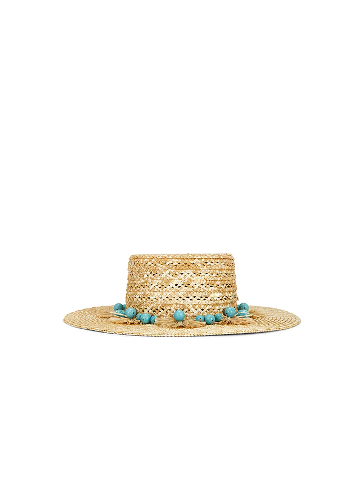 Lele Sadoughi POMS ストローハット - Neutral,Teal. - 画像2