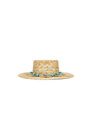 Lele Sadoughi POMS ストローハット - Neutral,Teal. - サムネイル2