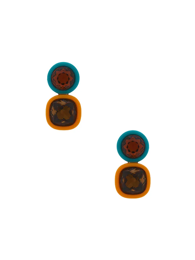 Lele Sadoughi Lele Sadoughi GEM DUO ドロップイヤリング - Orange, Teal.の商品画像