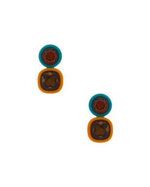 Lele Sadoughi GEM DUO ドロップイヤリング - Orange, Teal. - サムネイル1