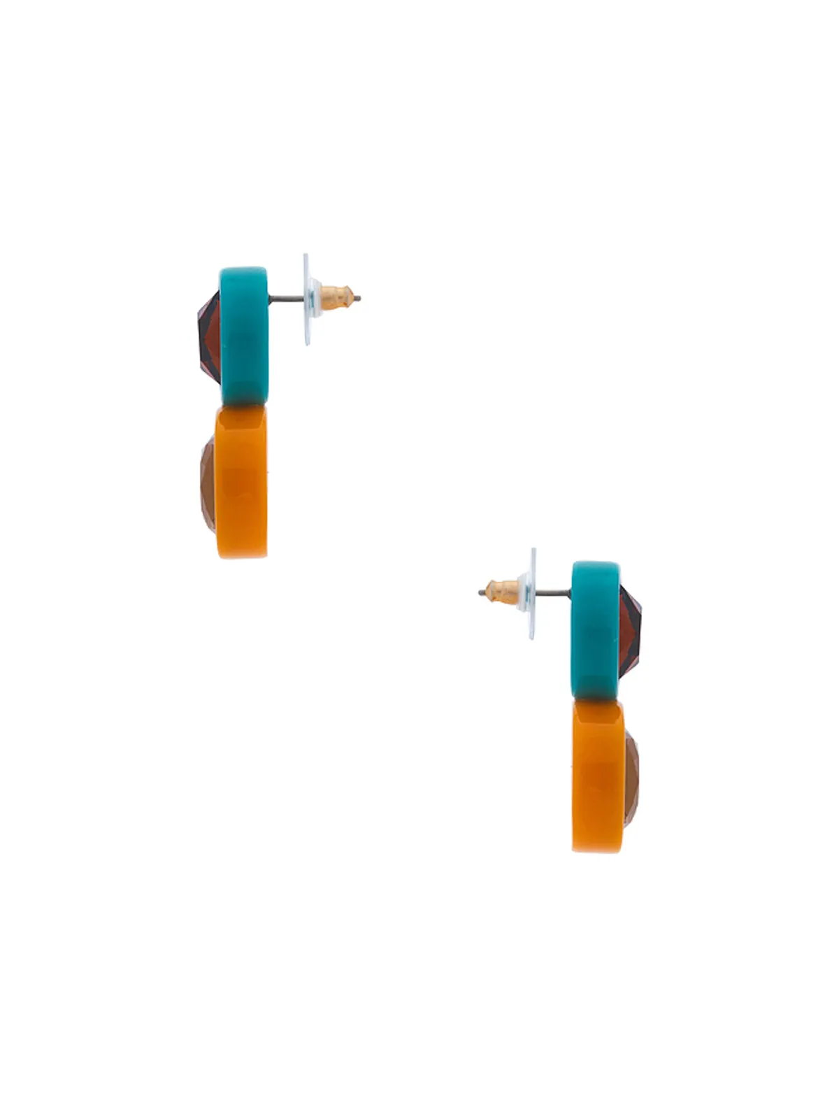 Lele Sadoughi GEM DUO ドロップイヤリング - Orange, Teal. - 画像2