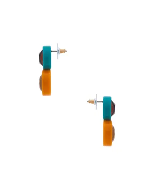 Lele Sadoughi GEM DUO ドロップイヤリング - Orange, Teal. - サムネイル2
