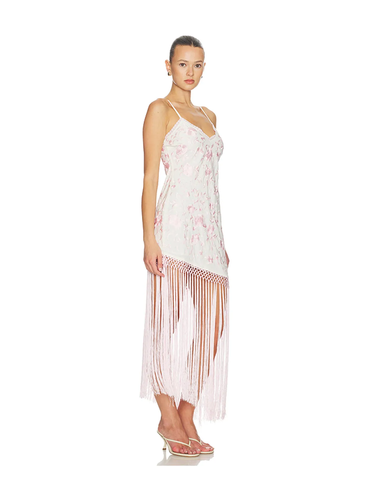 LoveShackFancy EVALETTE ドレス - White,Pink. - 画像2