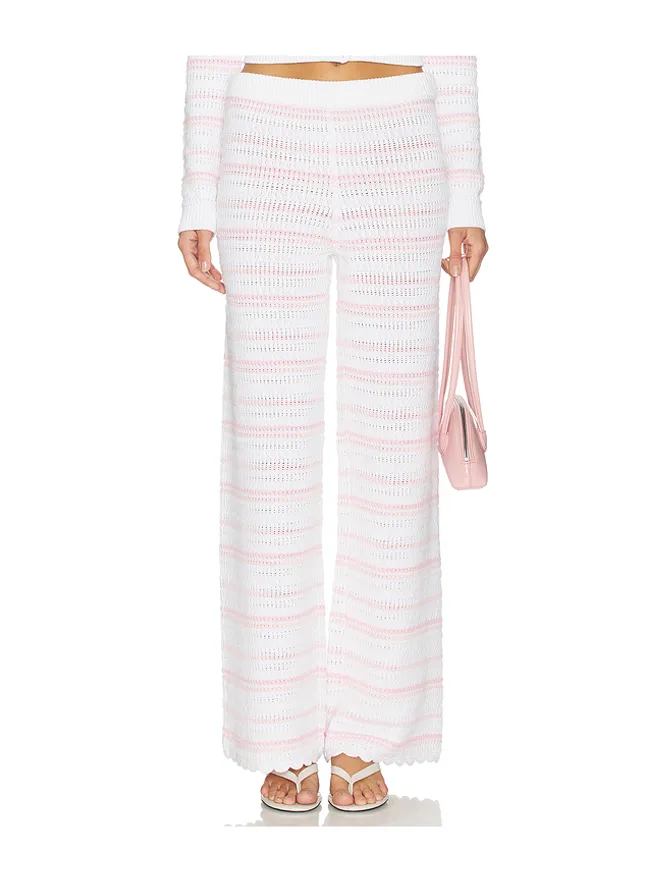 LoveShackFancy LoveShackFancy CLARABETH パンツ - Pink,White.の商品画像
