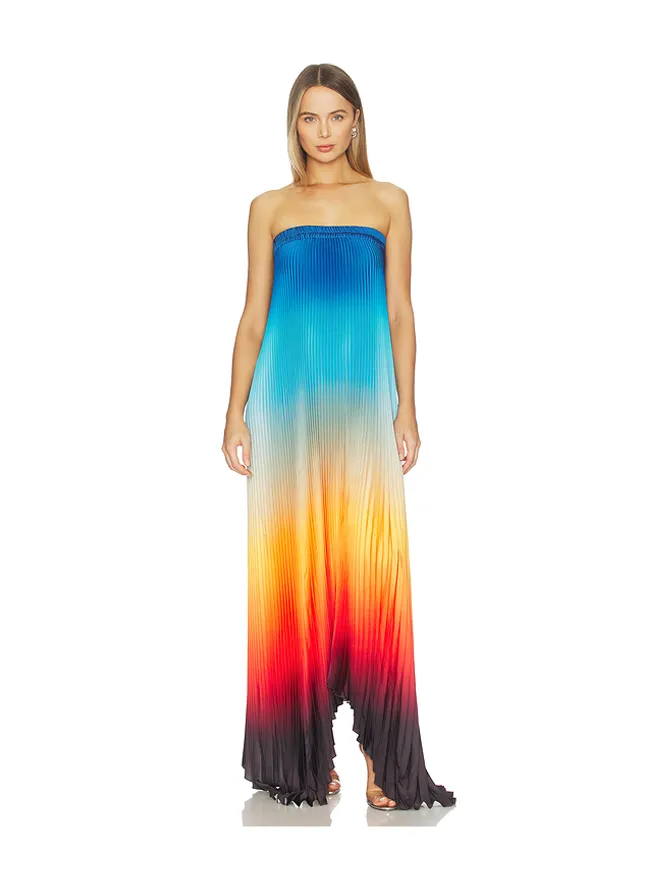 L'IDEE L'IDEE BISOUS STRAPLESS ドレス - Blue, Orange.の商品画像