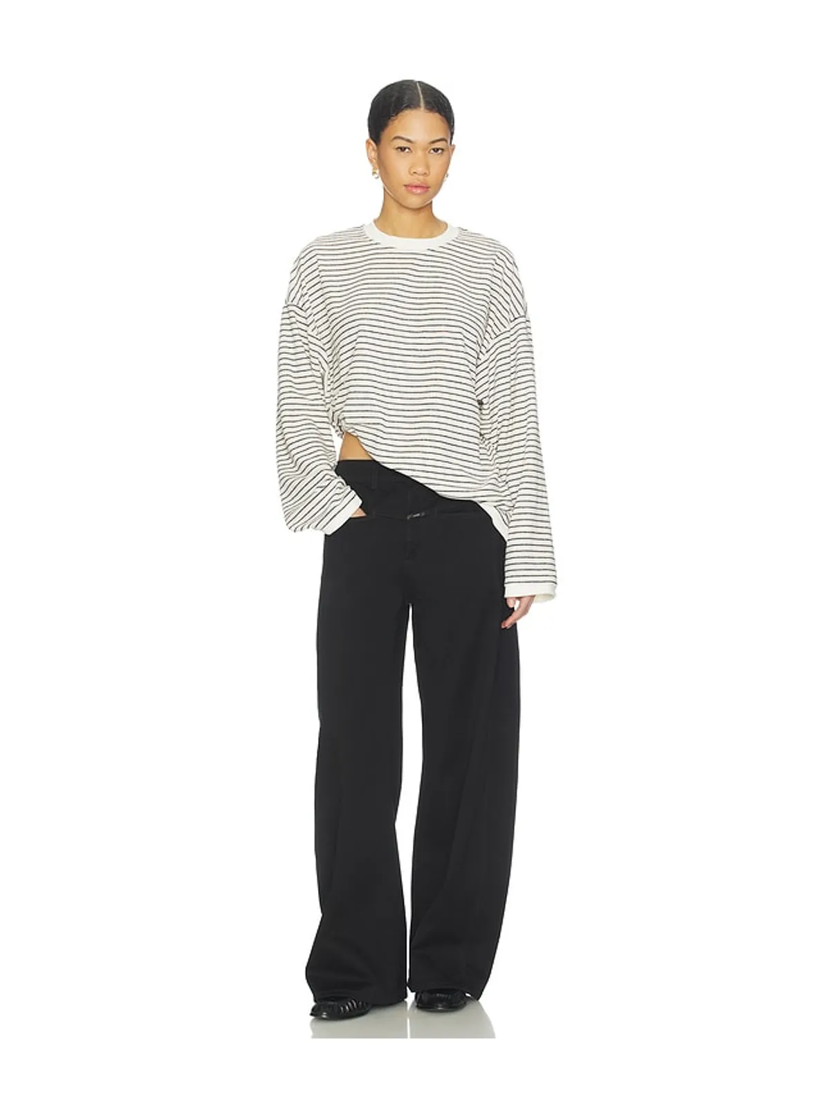 LIONESS CHERI LONG SLEEVE トップ - Cream,Black. - 画像5