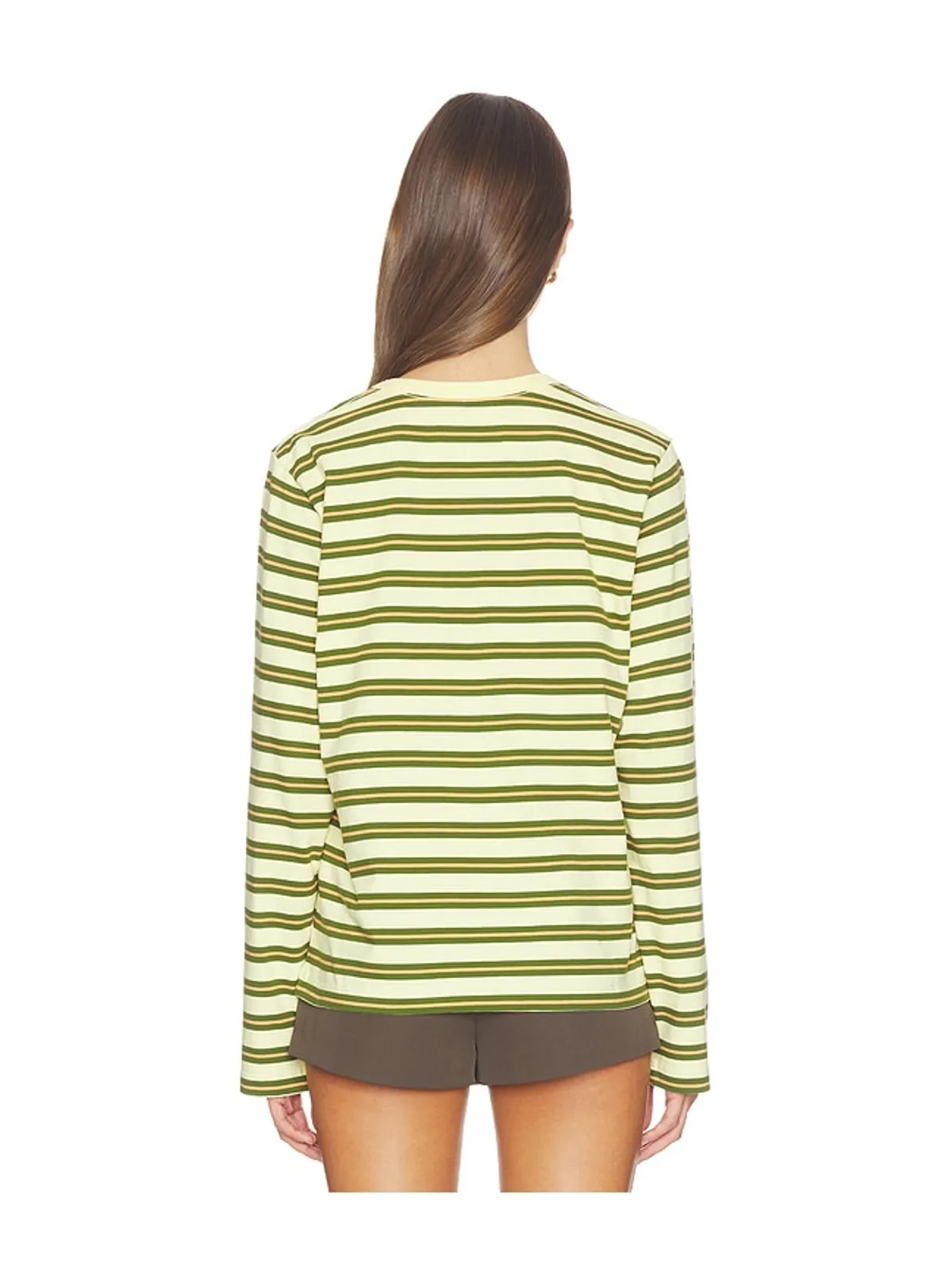 La Ligne Striped Long Sleeve Boyfriend Tee - Lemon,Army. - 画像3
