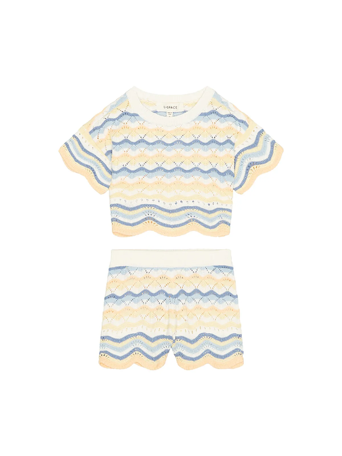 LSPACE SUNNIE トップスとショートパンツセット - Blue,White. - 画像1