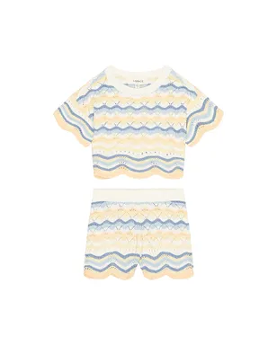 LSPACE SUNNIE トップスとショートパンツセット - Blue,White. - サムネイル1