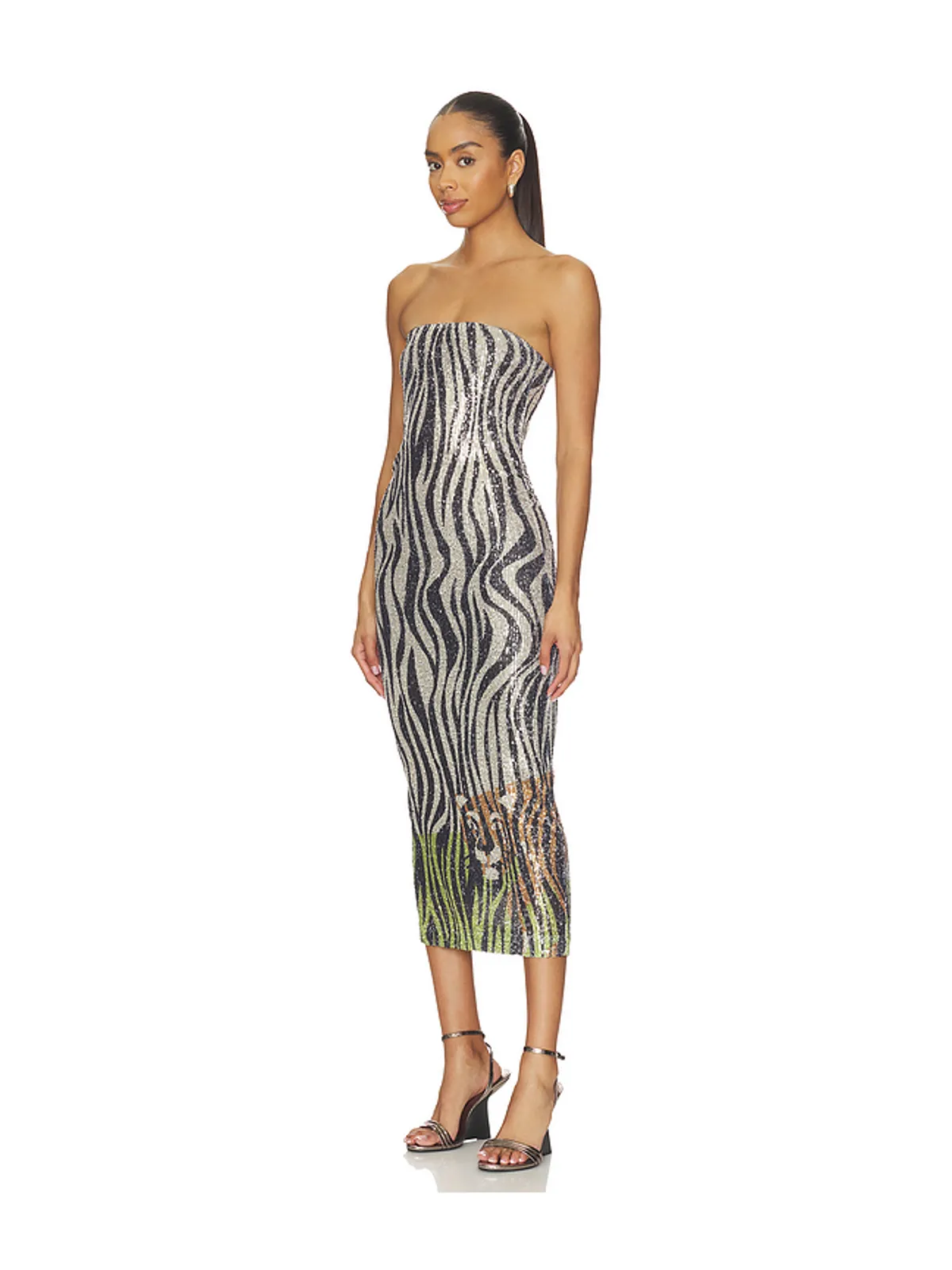 Le Superbe HIDDEN TIGER チューブドレス - Metallic Neutral,Black. - 画像2