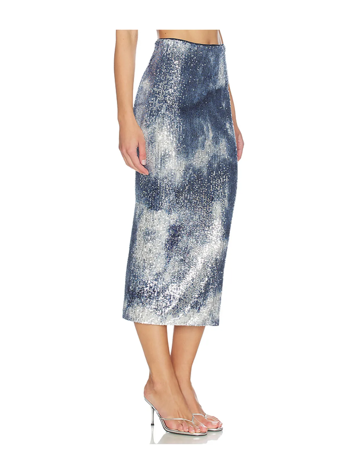 Le Superbe SHIBORI SHINE LIZA ミディ丈スカート - Navy,Baby Blue. - 画像2