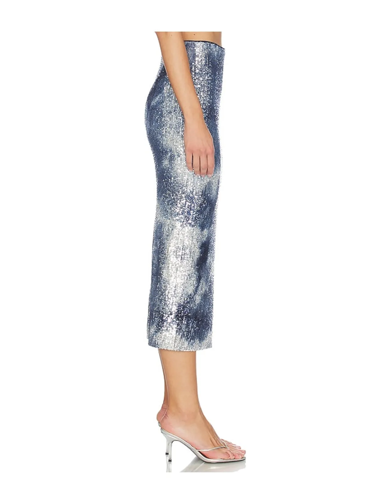 Le Superbe SHIBORI SHINE LIZA ミディ丈スカート - Navy,Baby Blue. - 画像3