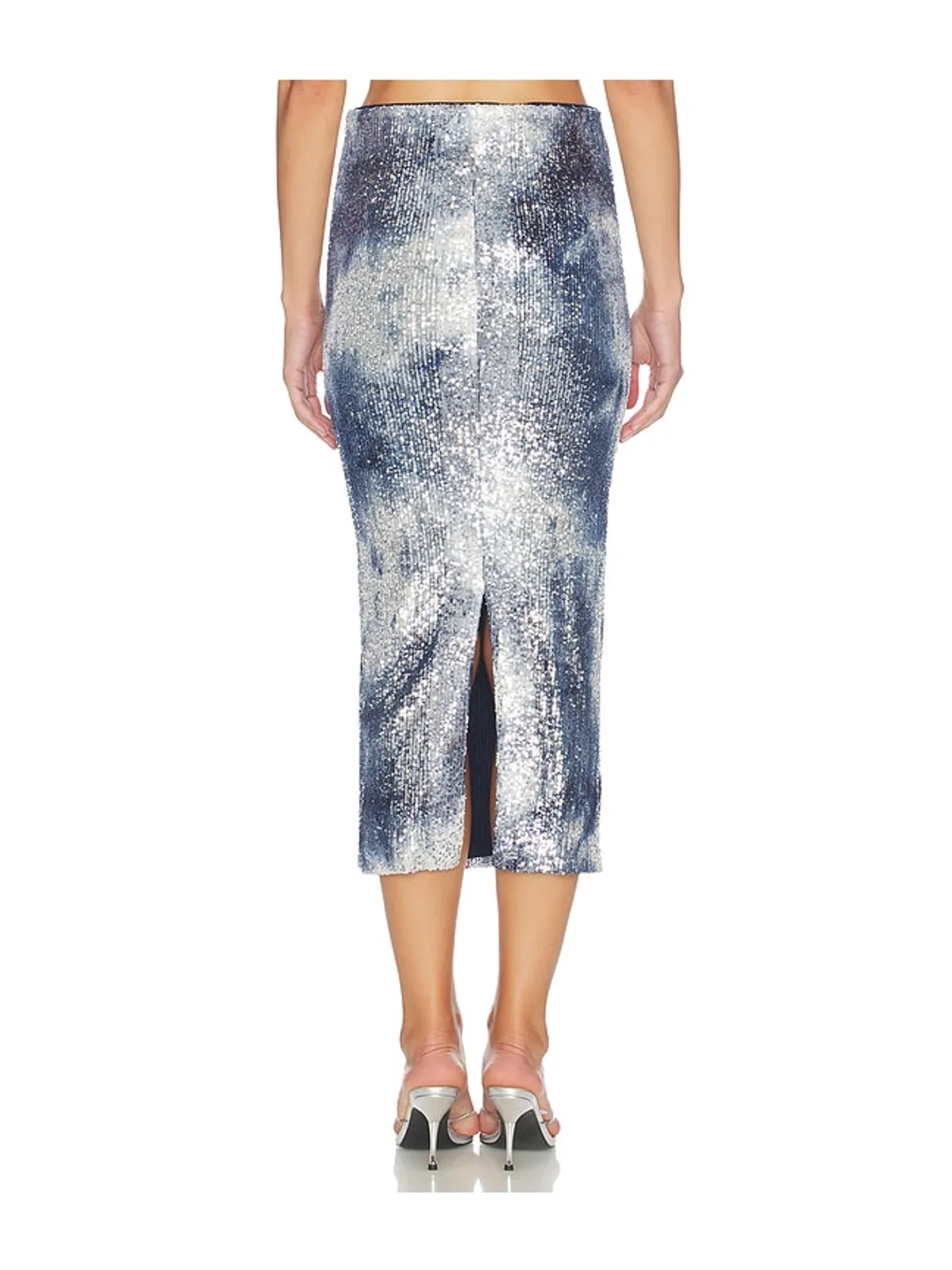 Le Superbe SHIBORI SHINE LIZA ミディ丈スカート - Navy,Baby Blue. - 画像4