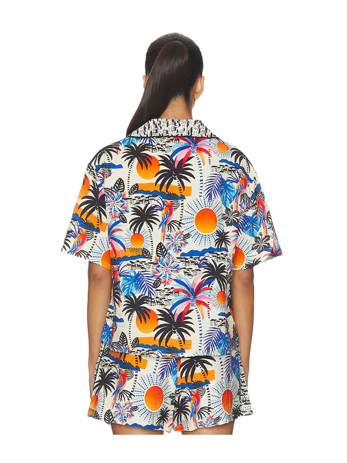 Le Superbe A FEW PALMS キャンプシャツ - White,Blue. - 画像4