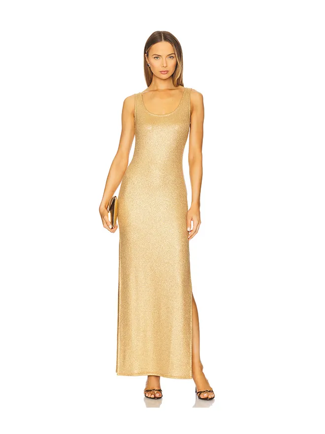 Luli Fama Luli Fama ドレス - Metallic Gold, yellow.の商品画像