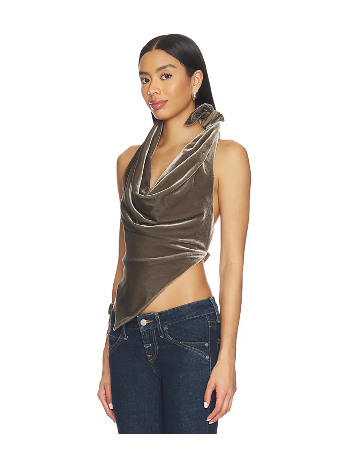 Monse VELVET LEATHER STRAP HALTER トップ - 画像2
