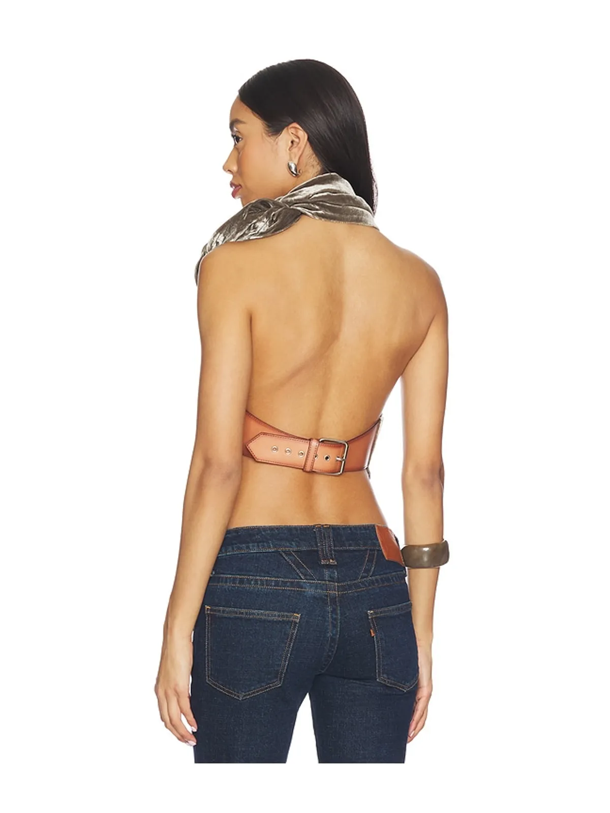 Monse VELVET LEATHER STRAP HALTER トップ - 画像4