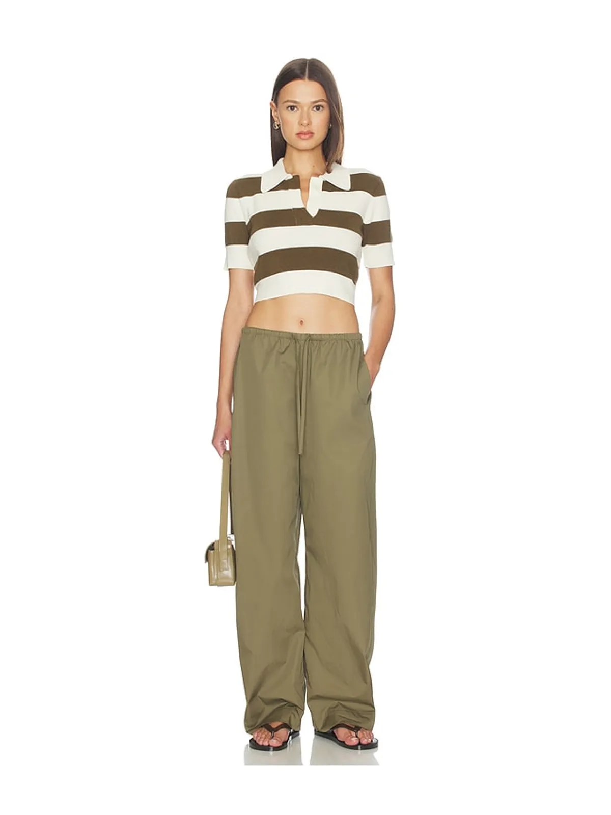 Monse ROPE-LACED HALF PLACKET KNIT トップ - Ivory,Brown. - 画像5