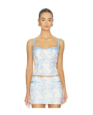 MAJORELLE OLENNA トップ - White,Baby Blue. - サムネイル1