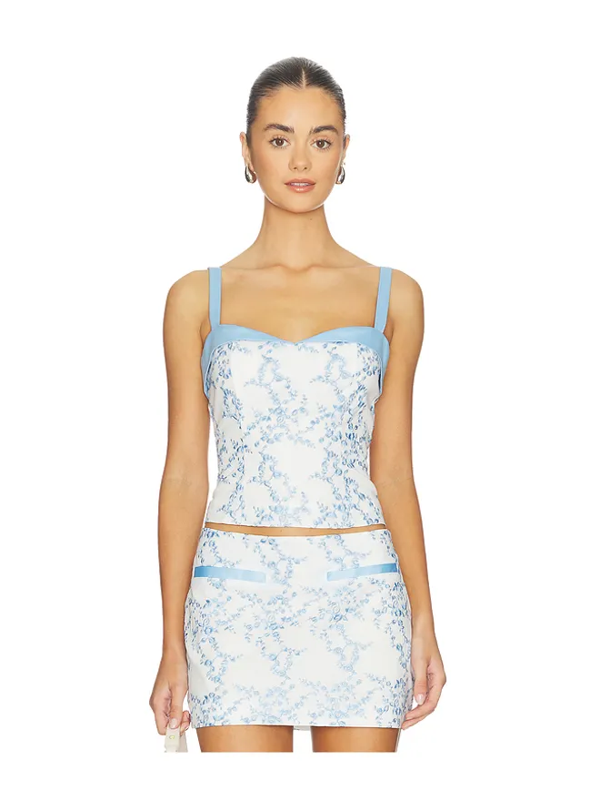 MAJORELLE MAJORELLE OLENNA トップ - White,Baby Blue.の商品画像