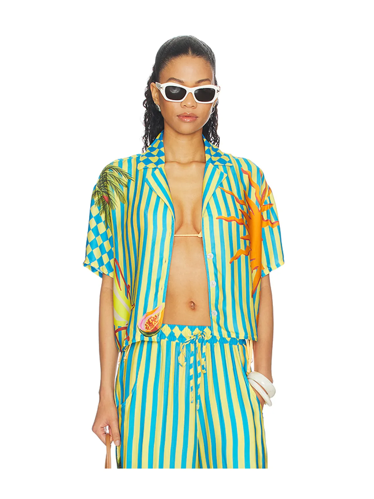 Maaji TROPIC CAMOUFLAGE OCTAVIA ボタンアップシャツ - Teal,Yellow. - 画像1