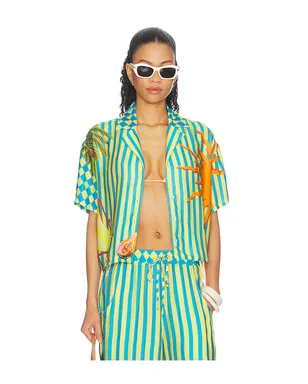 Maaji TROPIC CAMOUFLAGE OCTAVIA ボタンアップシャツ - Teal,Yellow. - サムネイル1