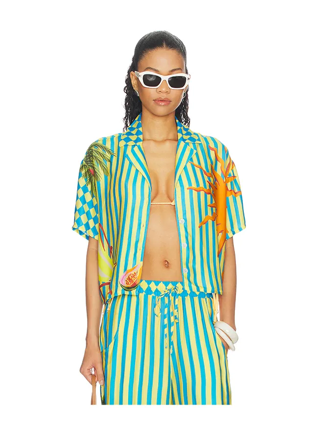 Maaji Maaji TROPIC CAMOUFLAGE OCTAVIA ボタンアップシャツ - Teal,Yellow.の商品画像
