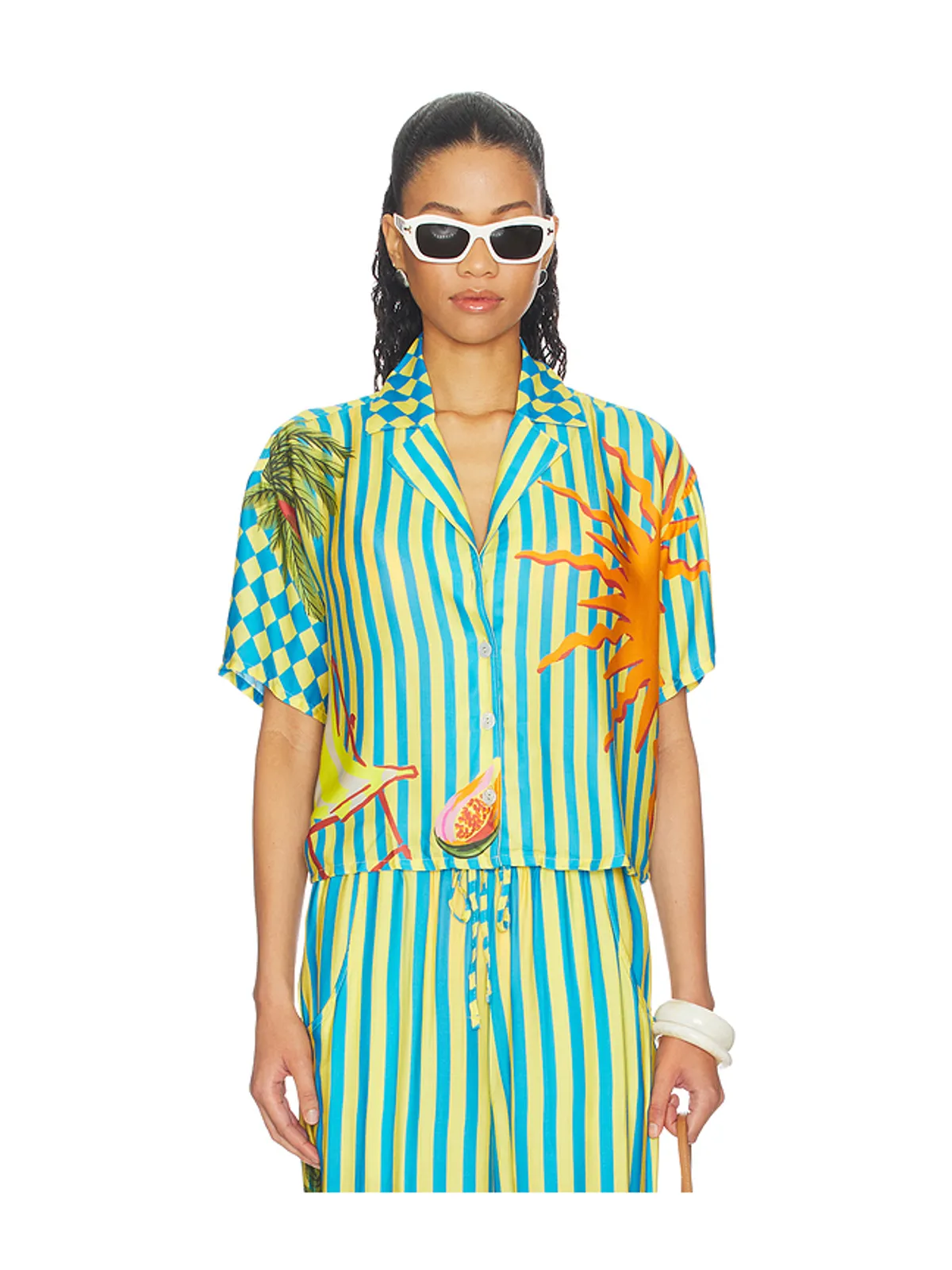Maaji TROPIC CAMOUFLAGE OCTAVIA ボタンアップシャツ - Teal,Yellow. - 画像2