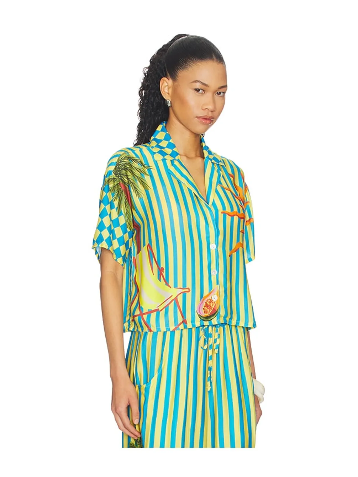 Maaji TROPIC CAMOUFLAGE OCTAVIA ボタンアップシャツ - Teal,Yellow. - 画像3
