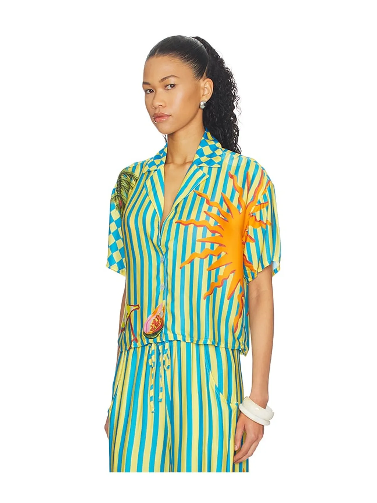 Maaji TROPIC CAMOUFLAGE OCTAVIA ボタンアップシャツ - Teal,Yellow. - 画像4