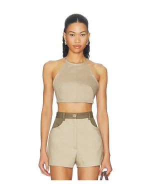 MATTHEW BRUCH Tie Halter Crop Top - サムネイル1