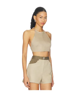 MATTHEW BRUCH Tie Halter Crop Top - サムネイル2